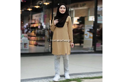 Tshirt Muslimah Humaira Basic Plain 3.0 - Light Choc (HB26)